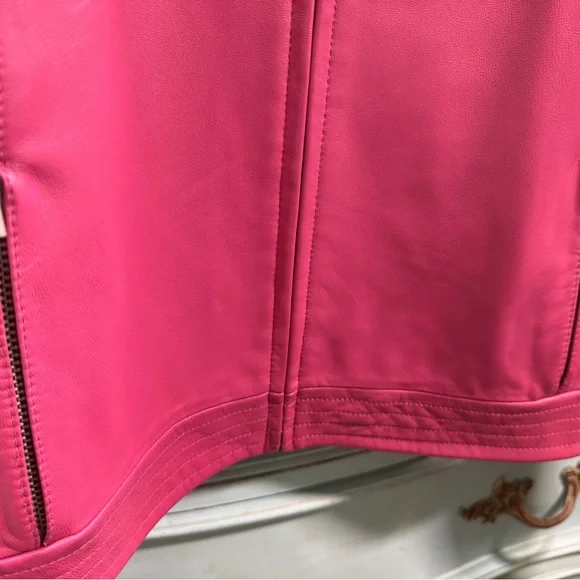 Valerie Stevens Vibrant Pink Leather Jacket - Picture 3 of 15